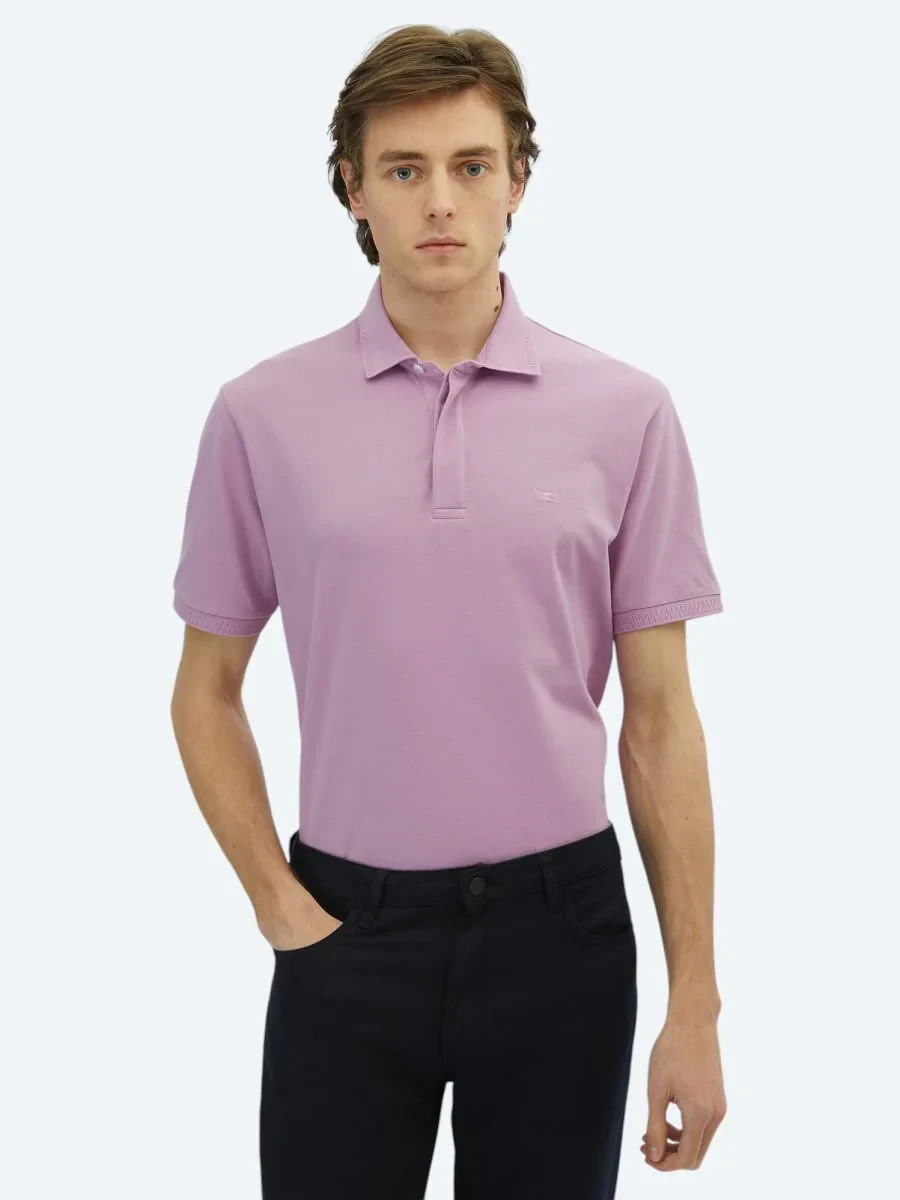 Plain Polo Neck 100% Cotton T-Shirt - 1