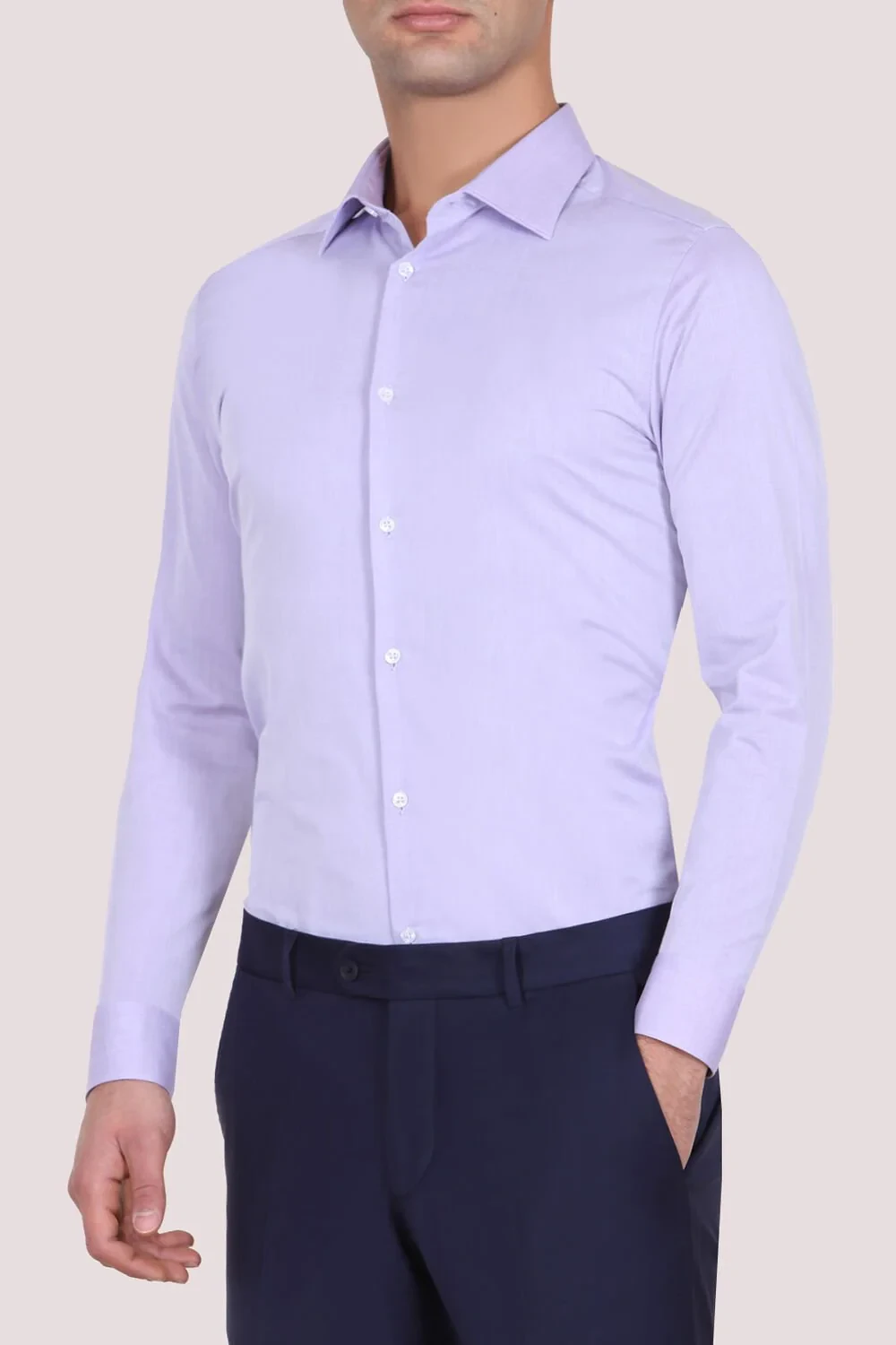 Purple Cotton Blended Shirt - 1
