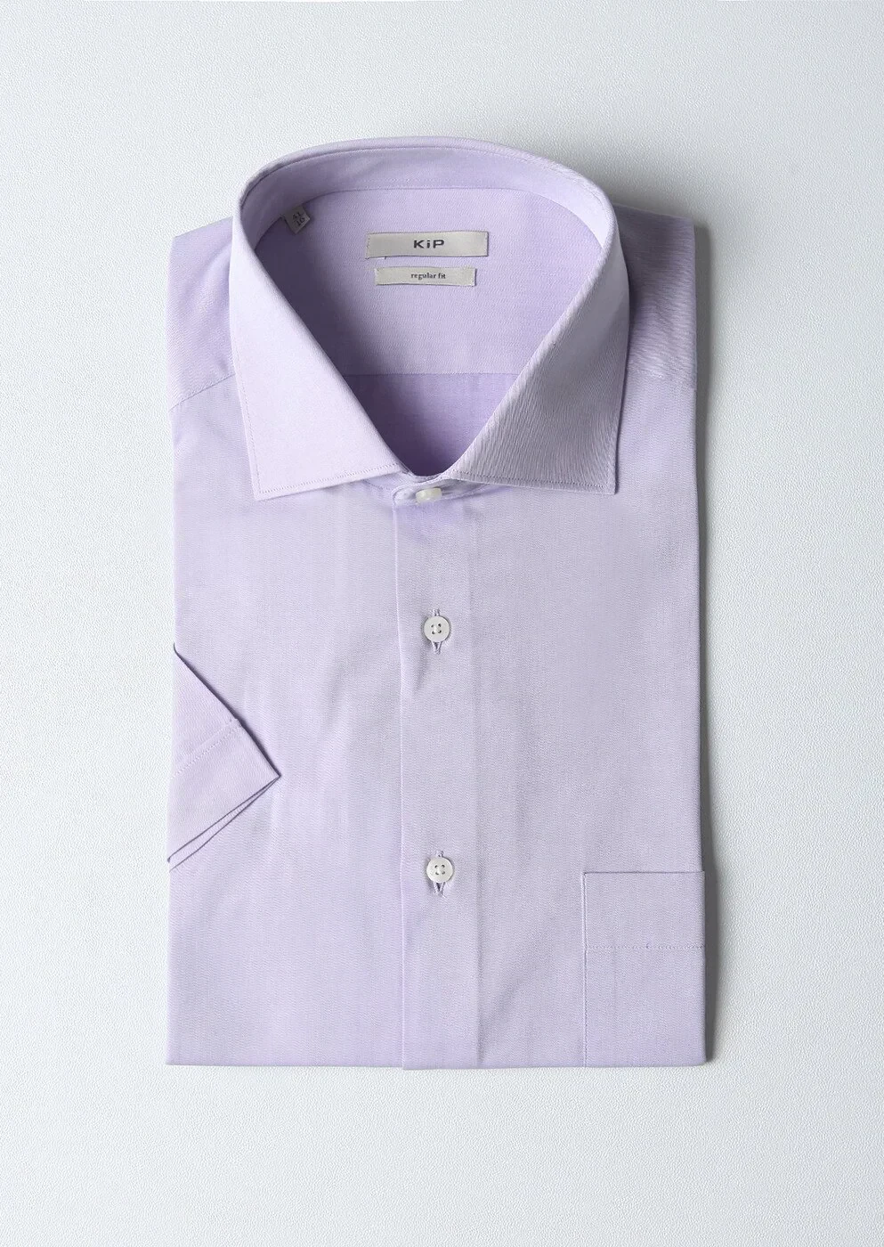 Purple Cotton Blended Short Sleeve Shirt - 1