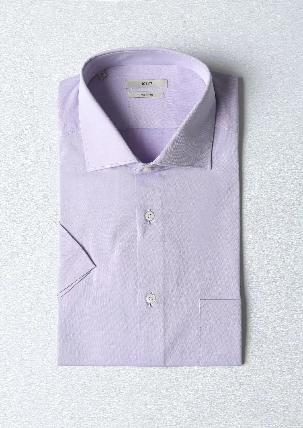 Purple Cotton Blended Short Sleeve Shirt - 1