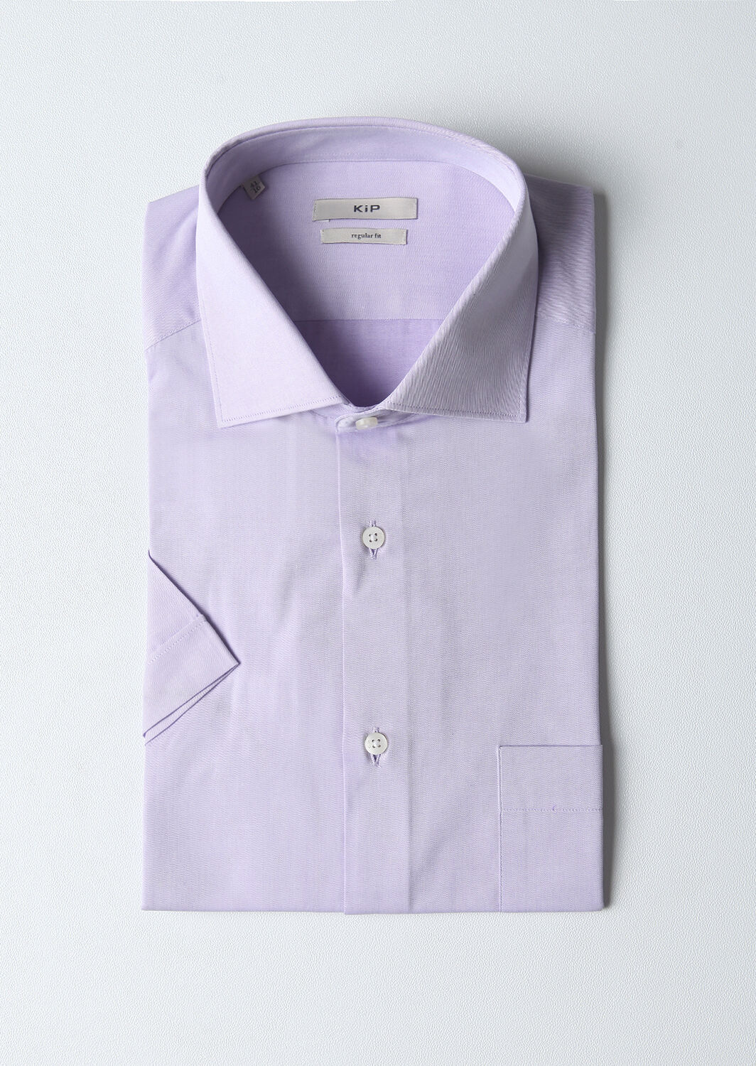 Purple Cotton Blended Short Sleeve Shirt - 1