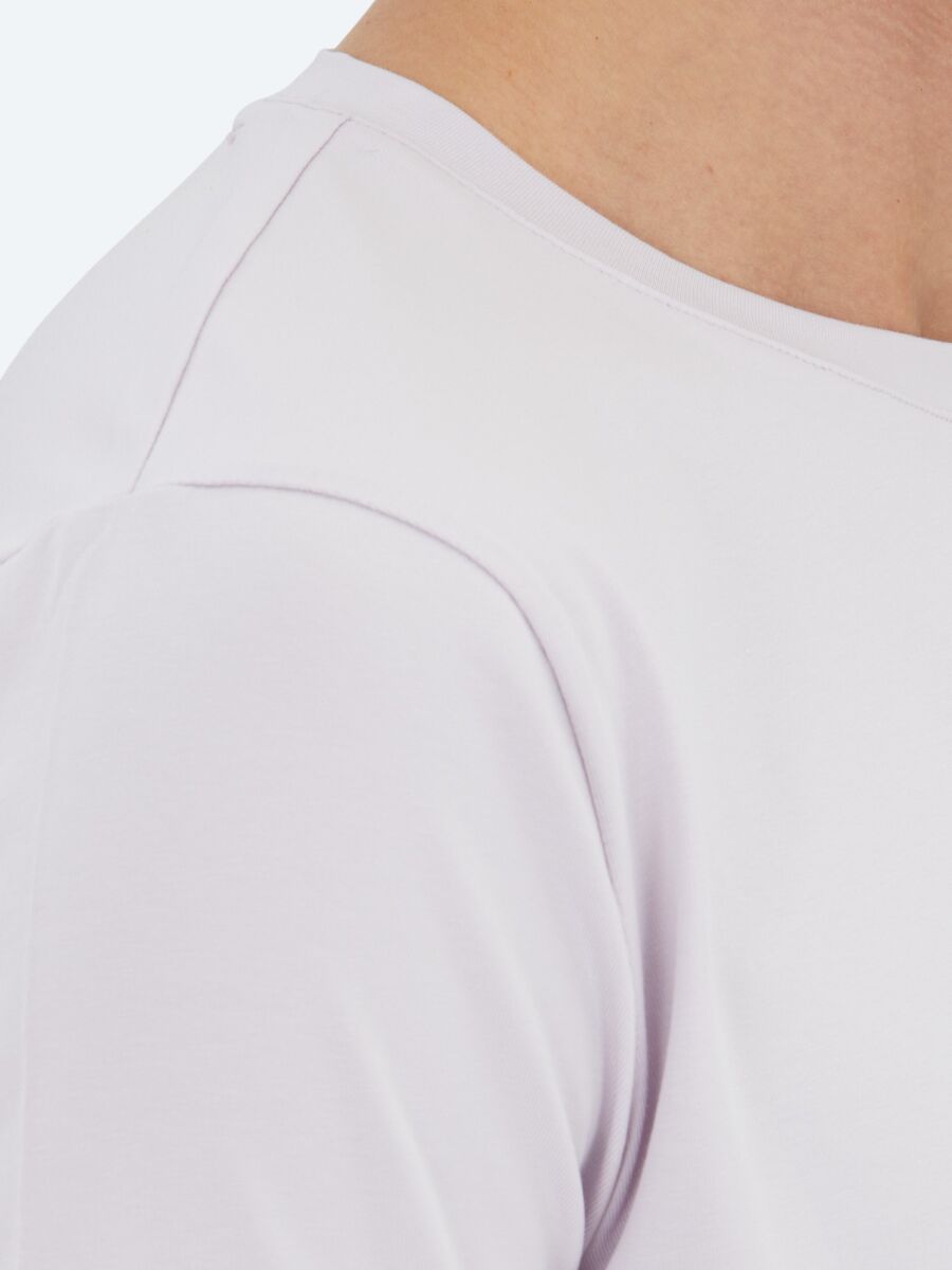 Purple Plain Crew Neck Cotton Blended T-Shirt - 4