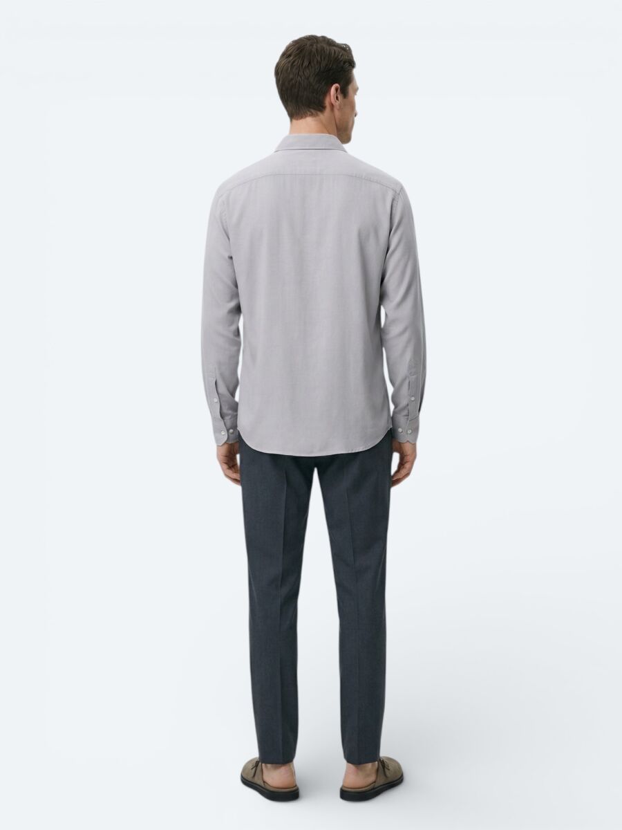 Purple Plain Oversize Fit Long Weaving Casual Shirt - 5