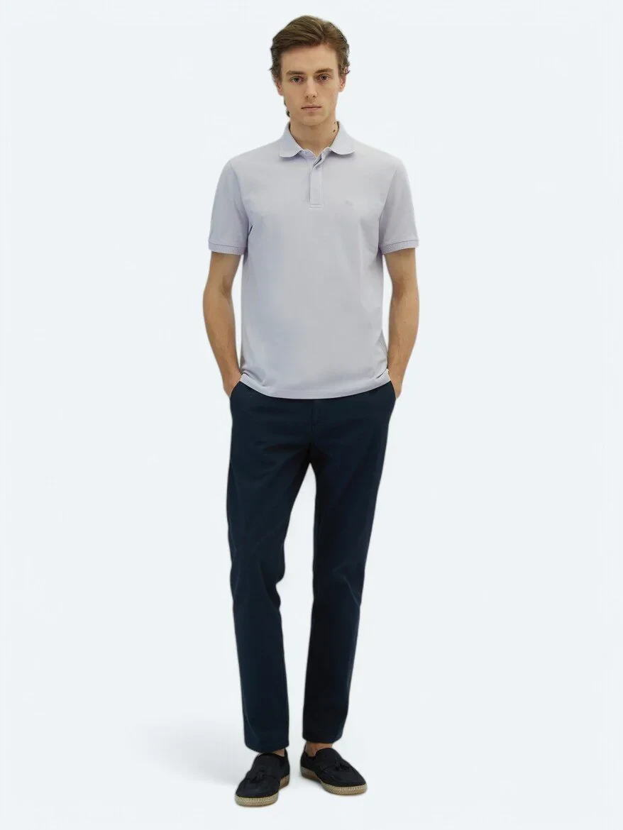 Purple Plain Polo Neck 100% Cotton T-Shirt - 2