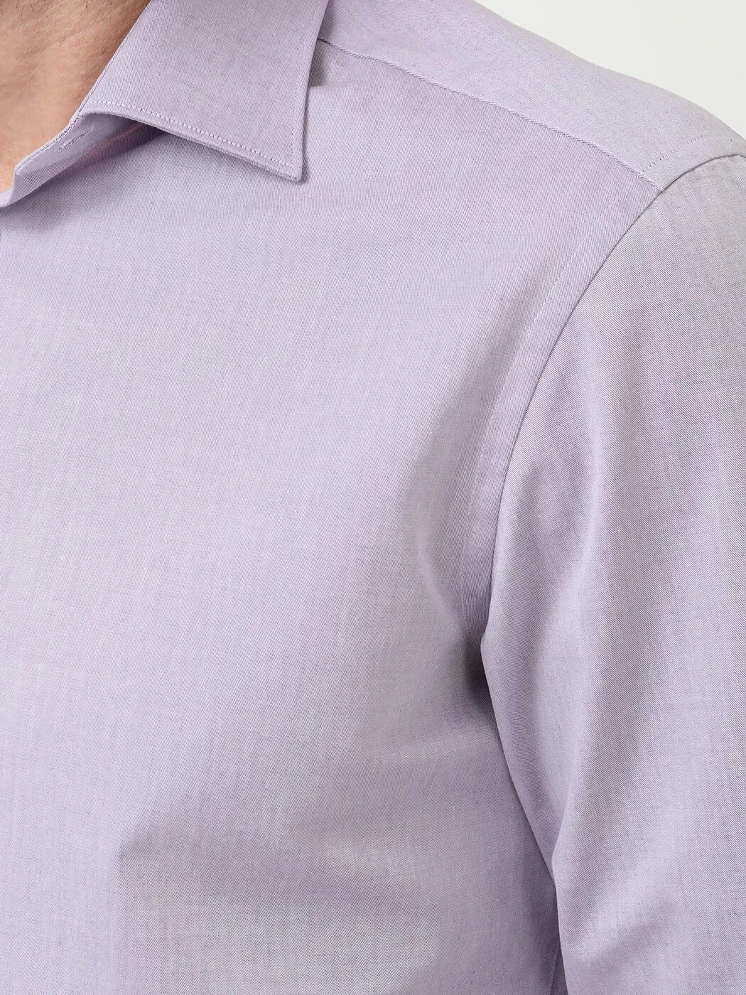 Purple Plain Regular Fit Weaving Classical Cotton Blended Shirt - 2