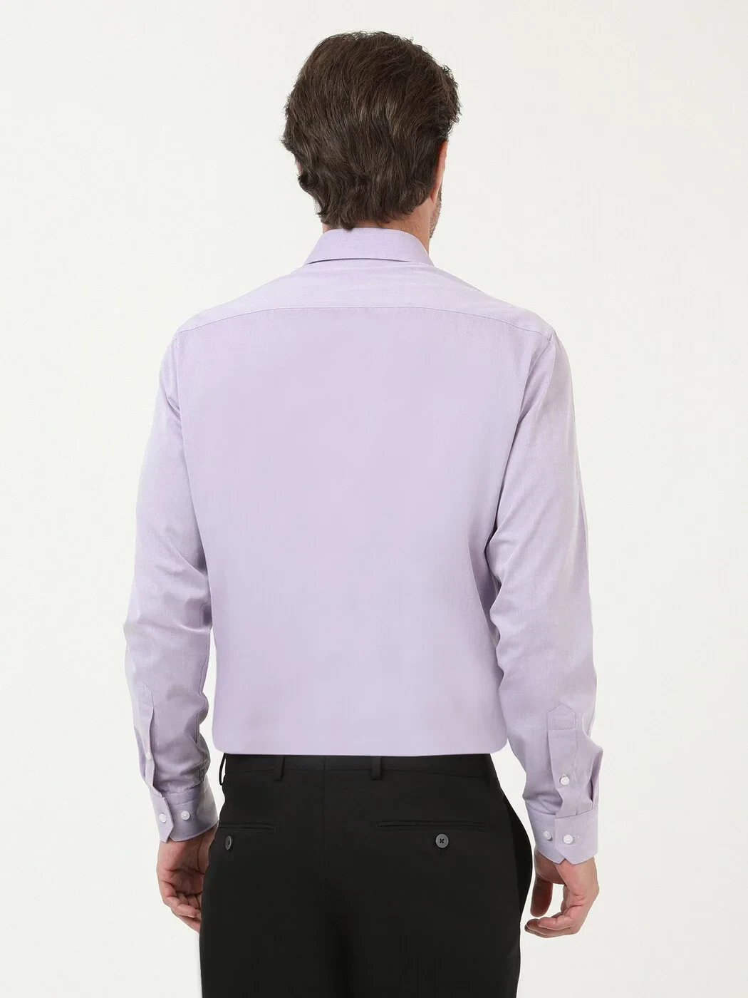 Purple Plain Regular Fit Weaving Classical Cotton Blended Shirt - 4