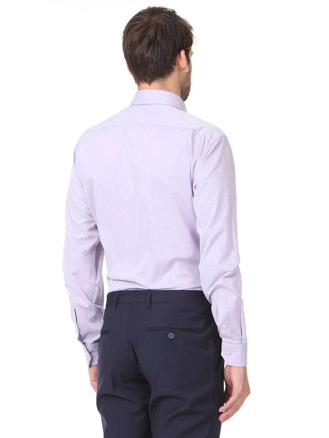 Purple Plain Regular Fit Weaving Classical Cotton Blended Shirt - 4