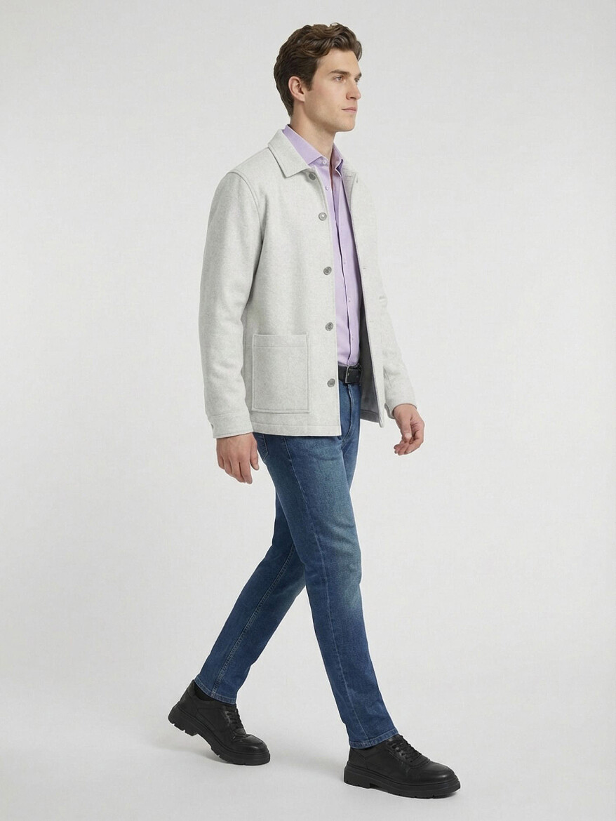 Purple Plain Regular Fit Weaving Classical Cotton Blended Shirt - 3