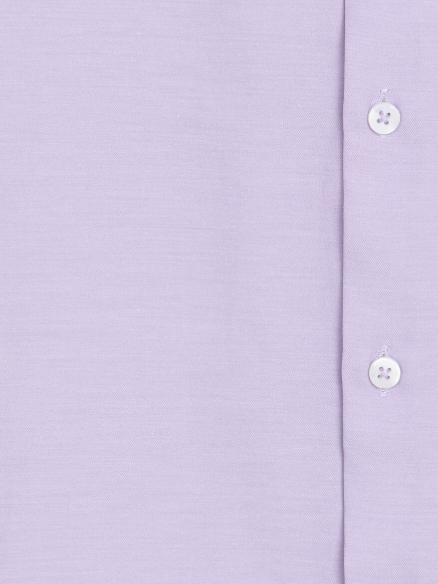 Purple Plain Slim Fit Long Weaving Classical Cotton Blended Shirt - 10
