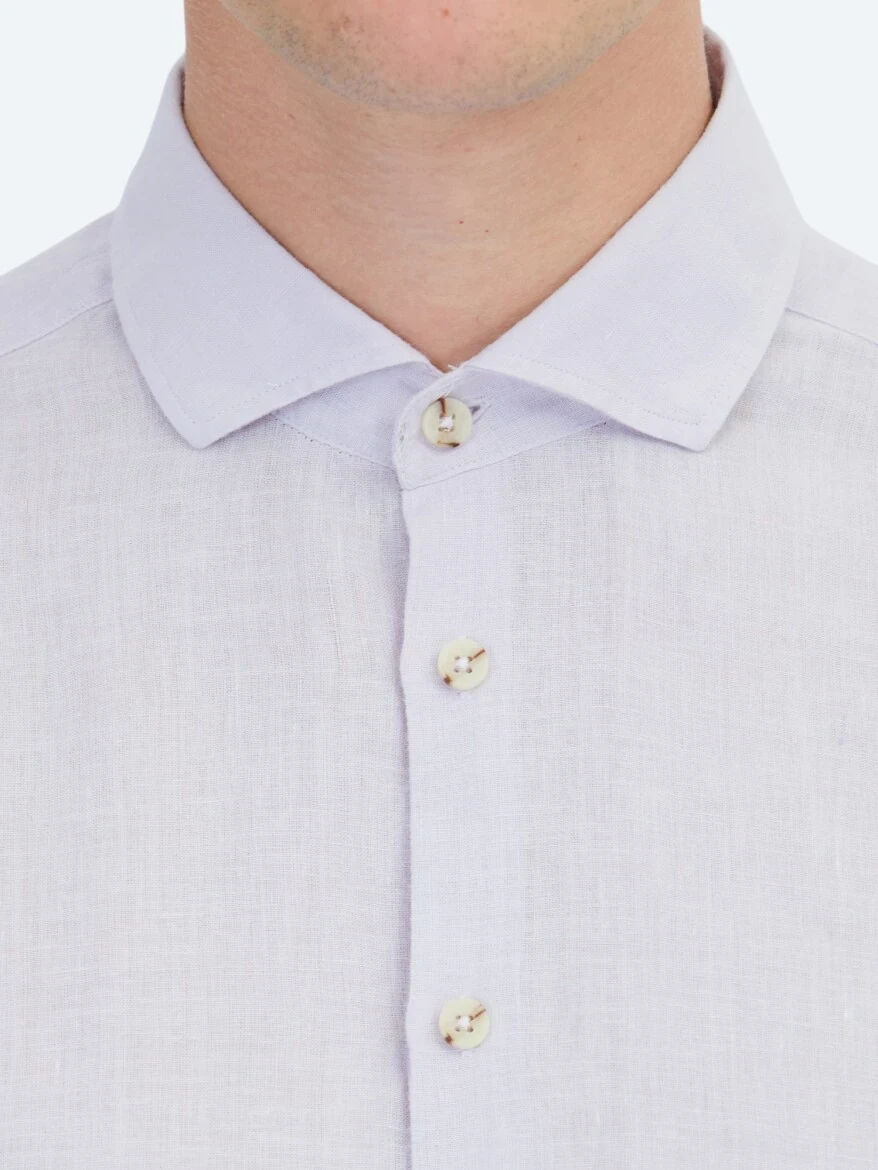 Purple Plain Weaving Casual Cotton Blended Shirt 