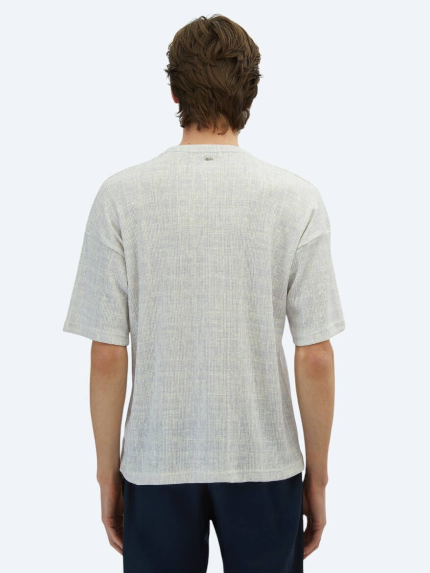 Purple Printed Crew Neck Cotton Blended T-Shirt - 6