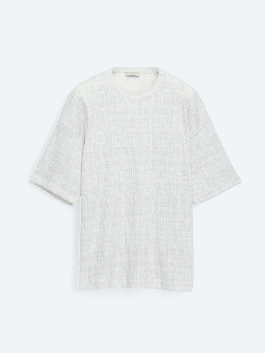 Purple Printed Crew Neck Cotton Blended T-Shirt - 7