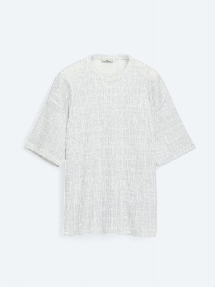 Purple Printed Crew Neck Cotton Blended T-Shirt - 7