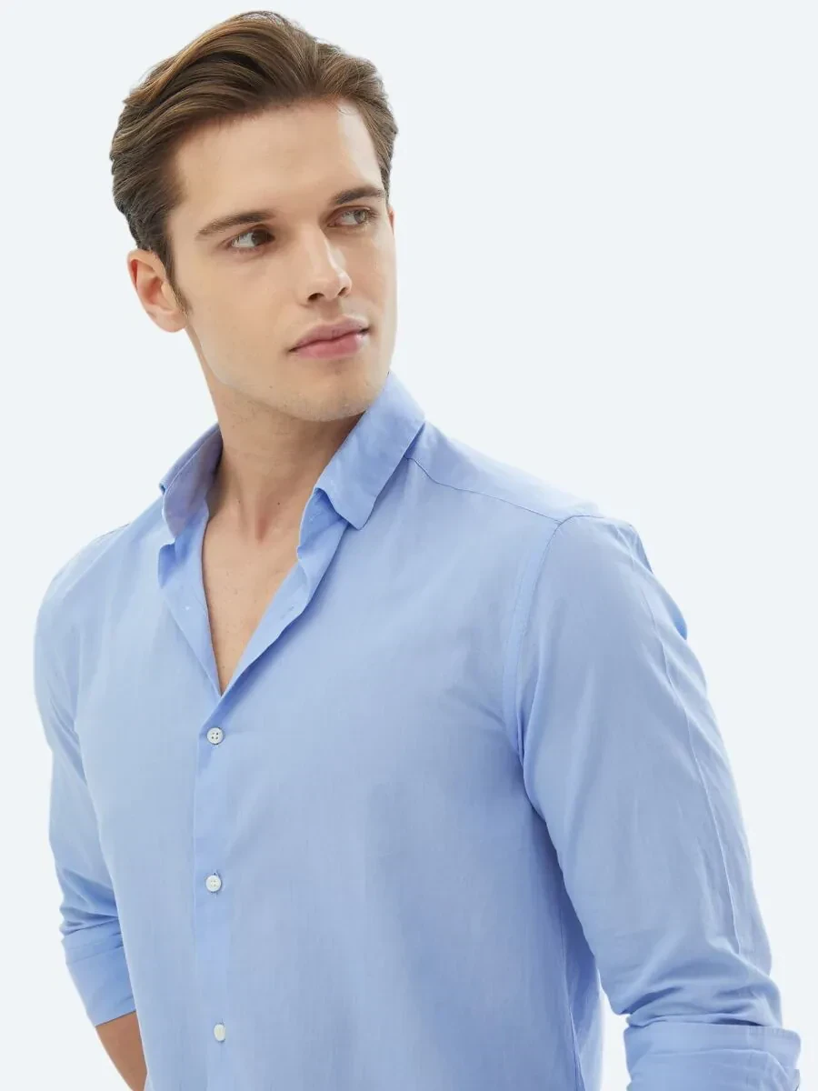 Purple Regular Fit Weaving Classical 100% Cotton Shirt - 3