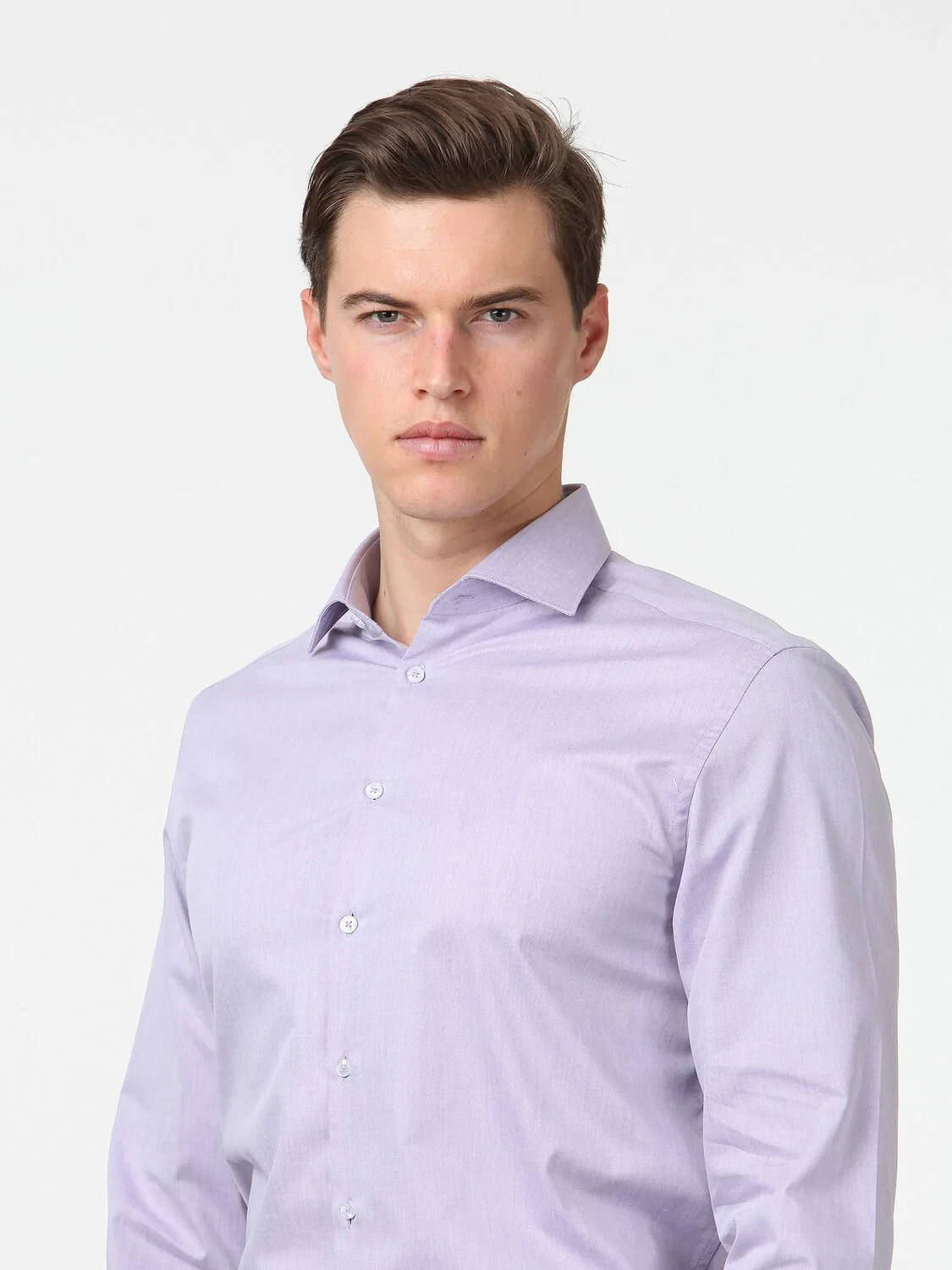 Purple Regular Fit Weaving Classical Cotton Blended Shirt - 3