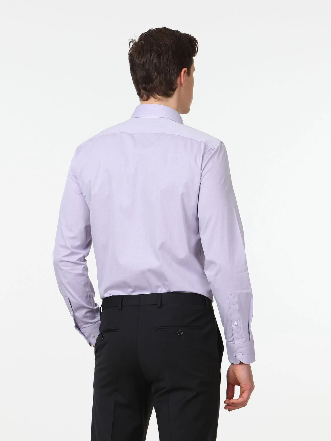 Purple Regular Fit Weaving Classical Cotton Blended Shirt - 4