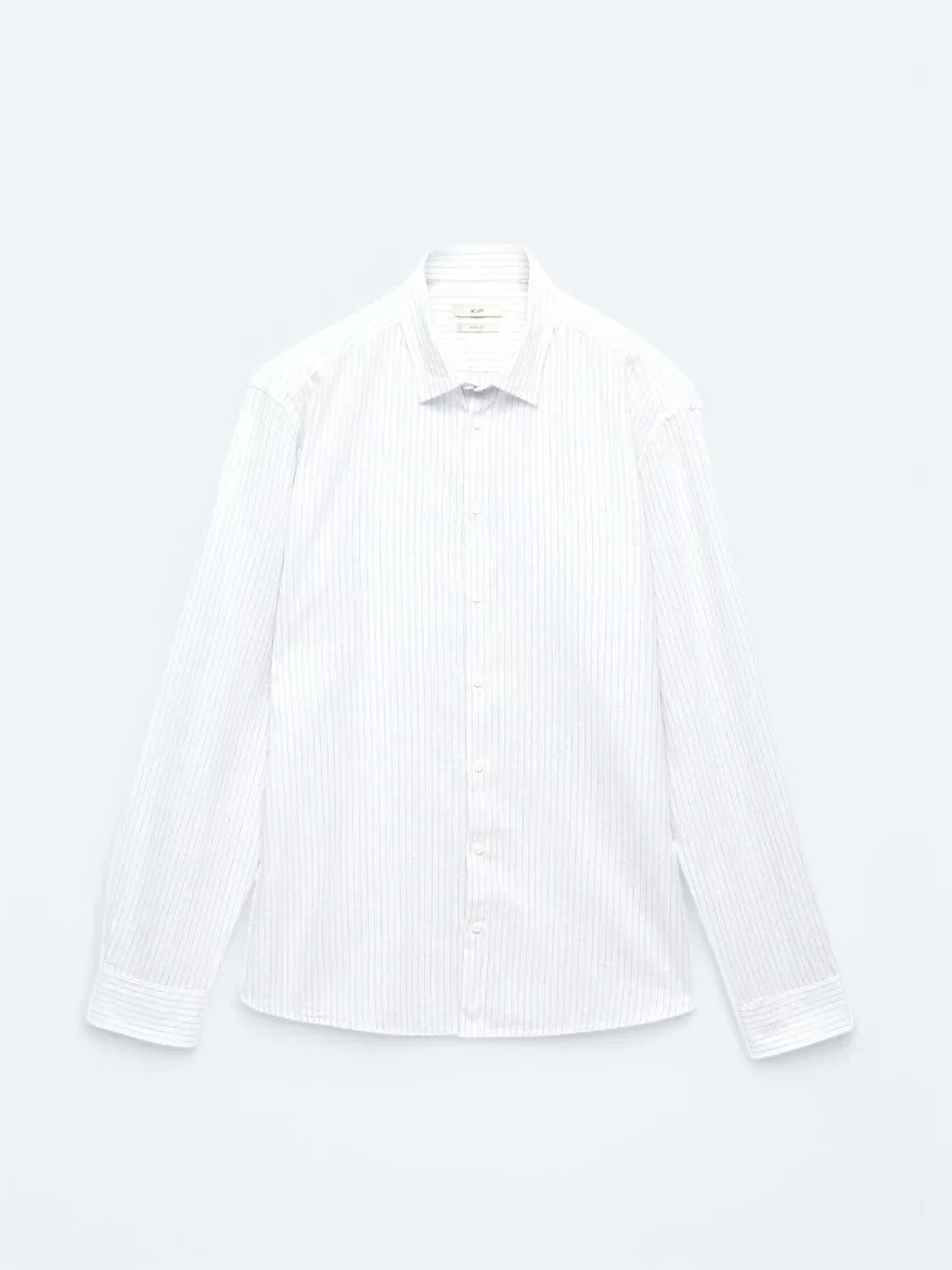 Purple Striped Regular Fit Weaving Casual Cotton Blended Shirt 