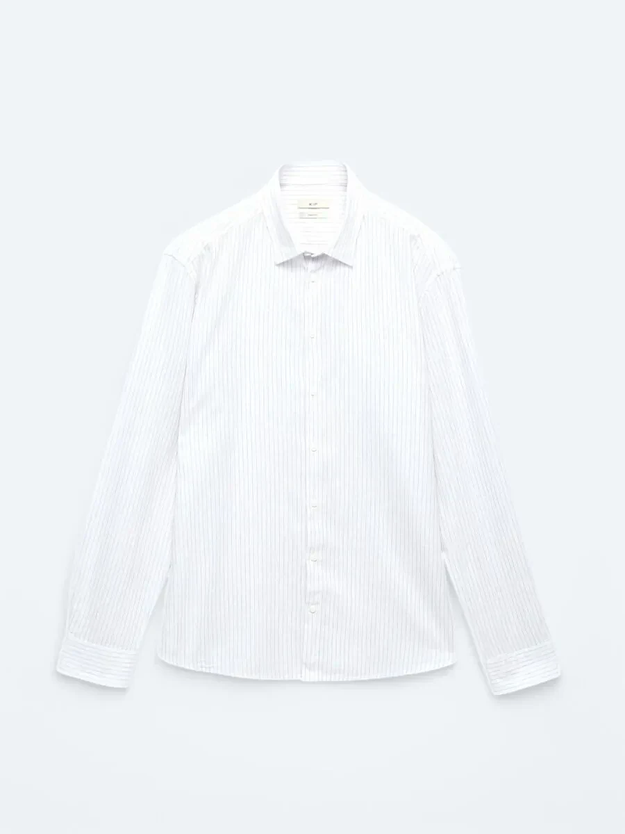 Purple Striped Regular Fit Weaving Casual Cotton Blended Shirt - 1