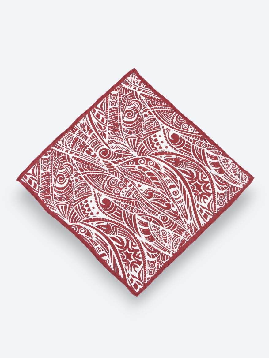 Red %100 Keten Handkerchief 
