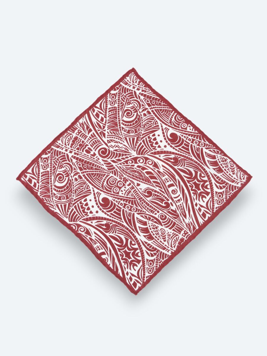 Red %100 Keten Handkerchief - 1