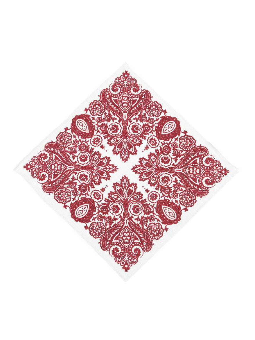 Red %100 Keten Handkerchief 