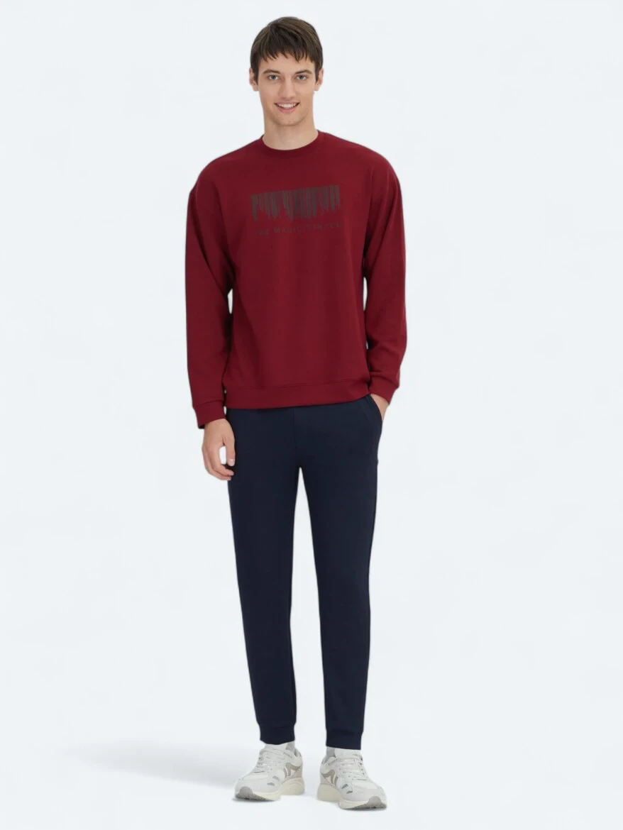 Red Crew Neck Printed Sweatshirt - 2