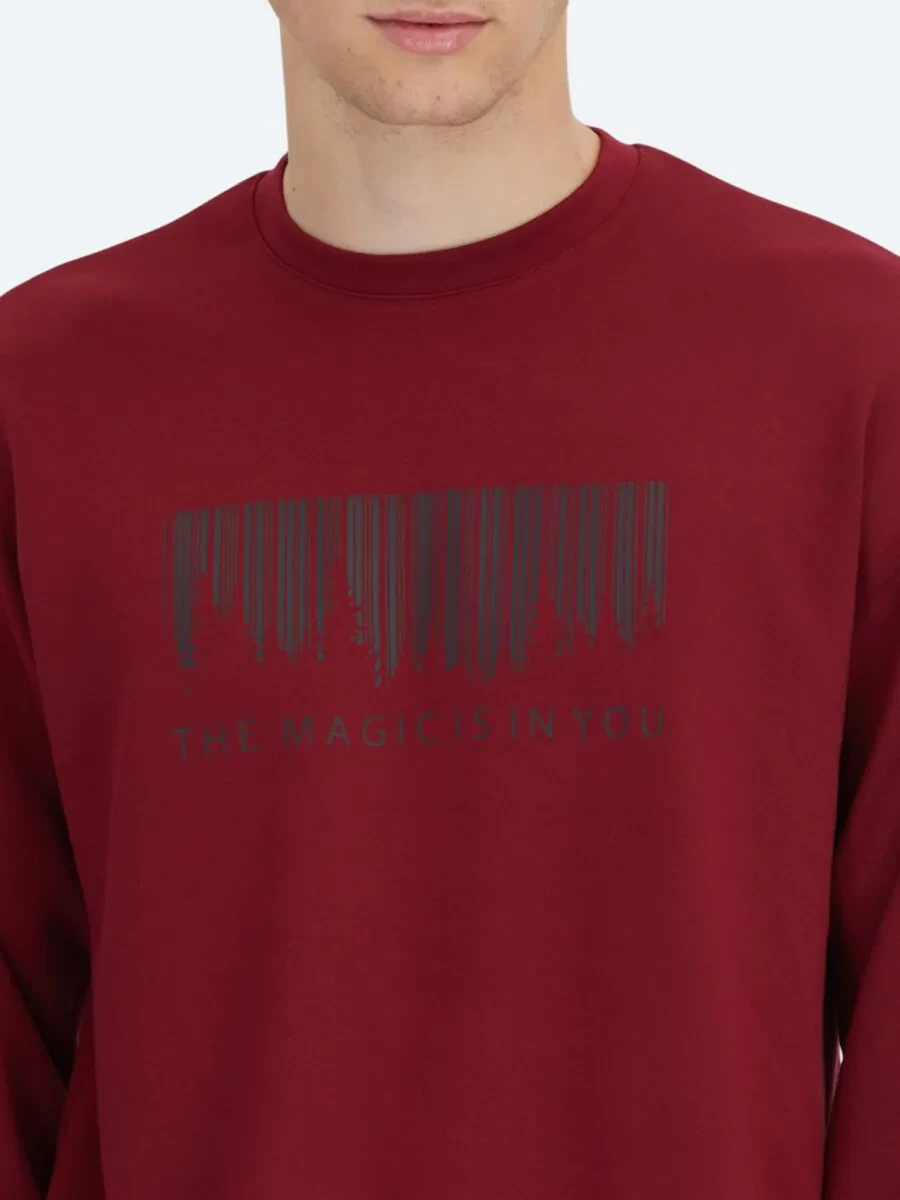 Red Crew Neck Printed Sweatshirt - 5