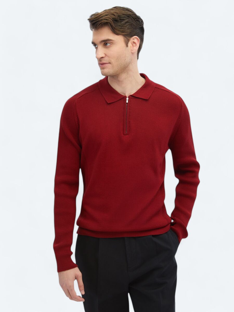 Red Knitwear Sweatshirt - 1