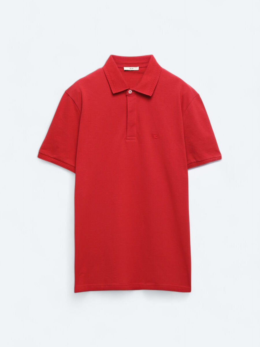 Red Plain Polo Neck 100% Cotton T-Shirt - 5