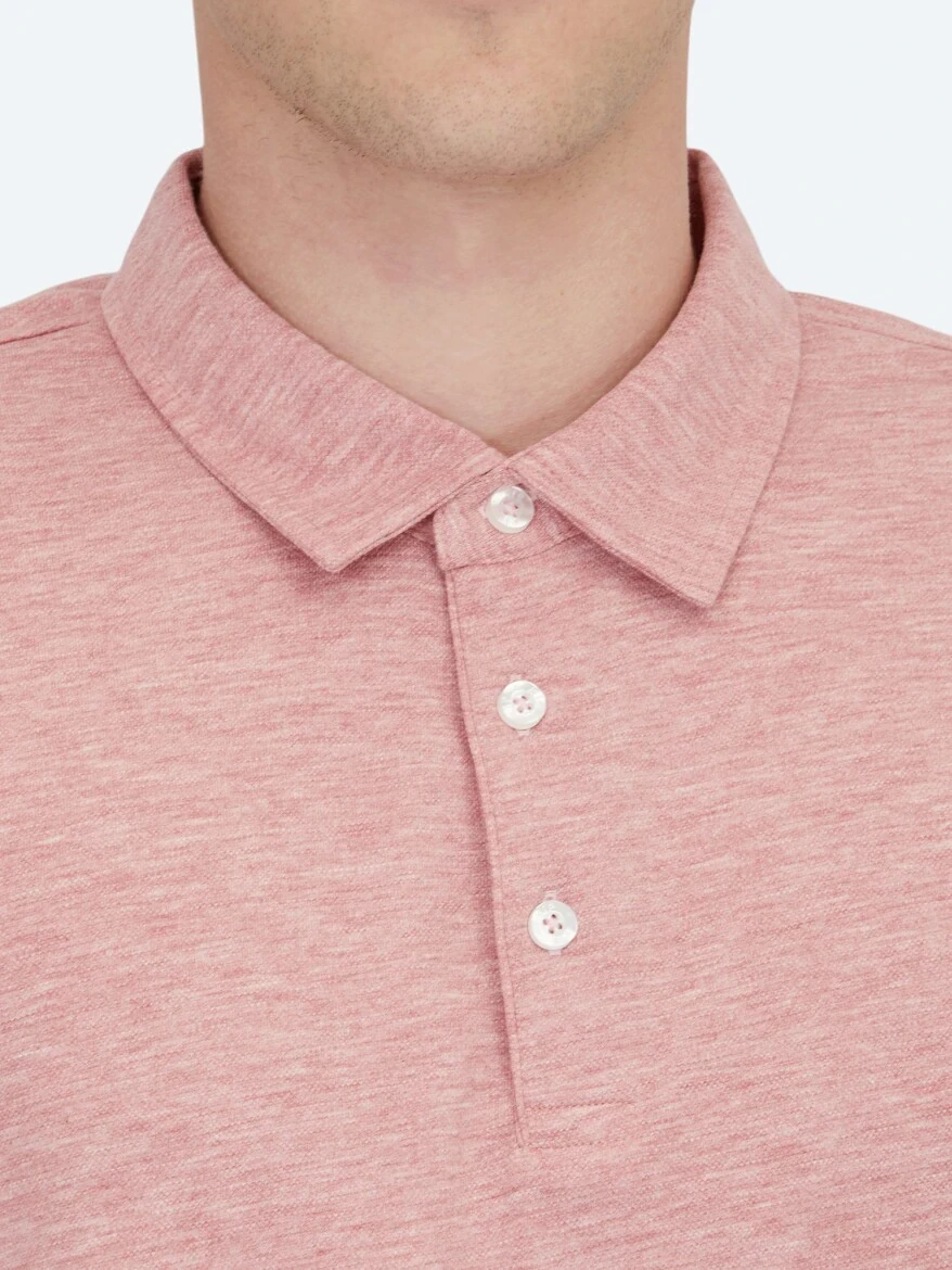 Red Polo Neck Cotton Blended T-Shirt - 4