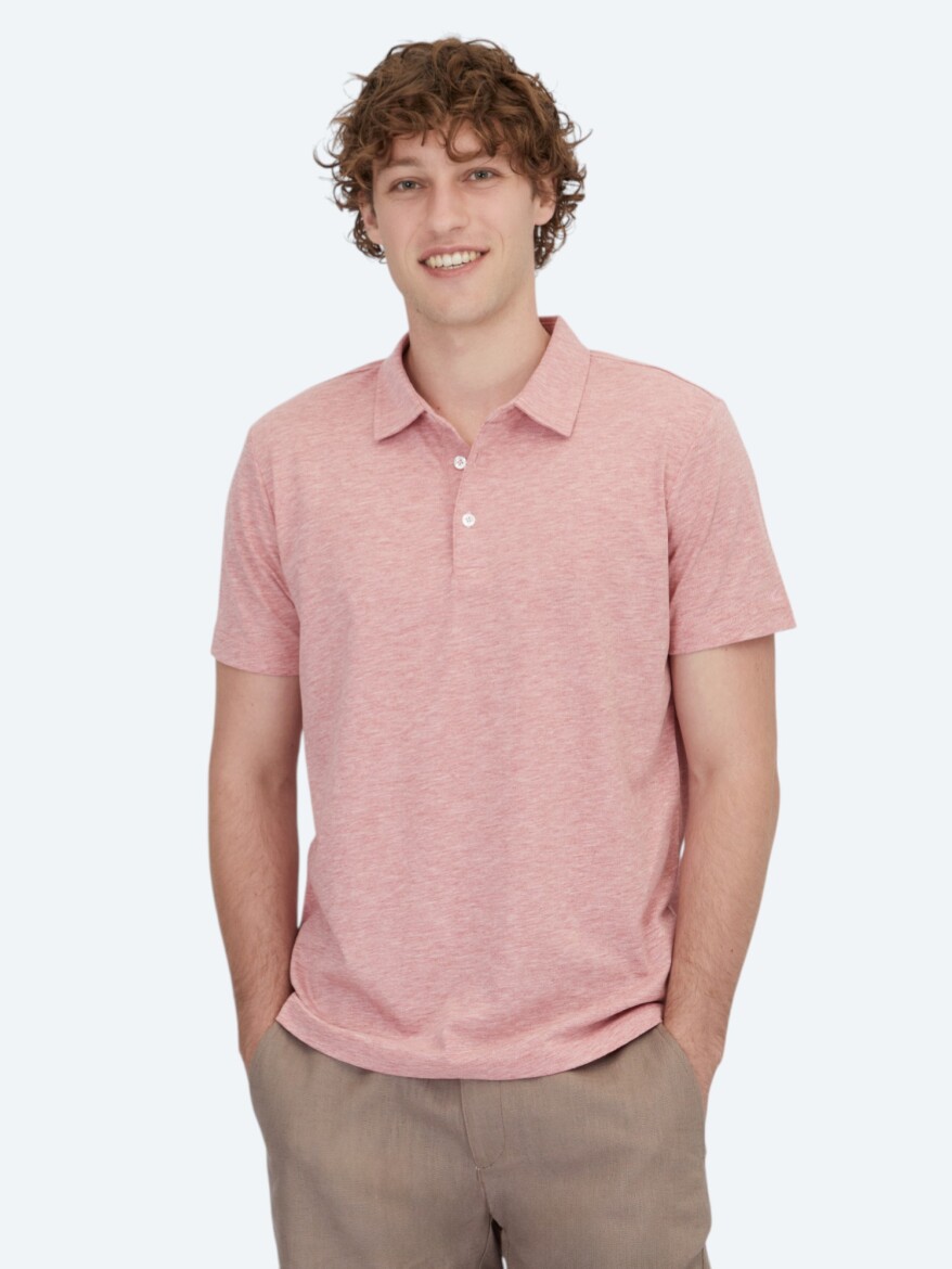 Red Polo Neck Cotton Blended T-Shirt 