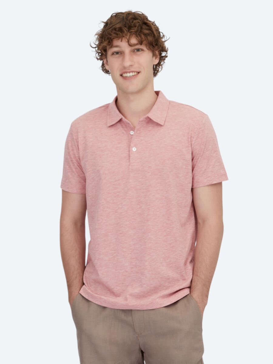 Red Polo Neck Cotton Blended T-Shirt - 1