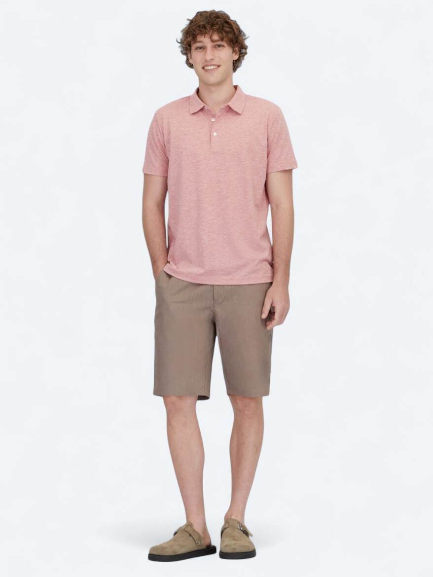 Red Polo Neck Cotton Blended T-Shirt - 2