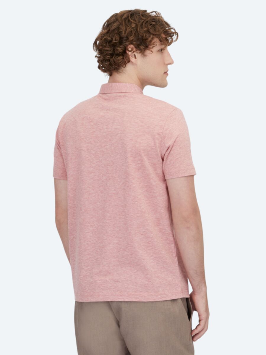 Red Polo Neck Cotton Blended T-Shirt - 5