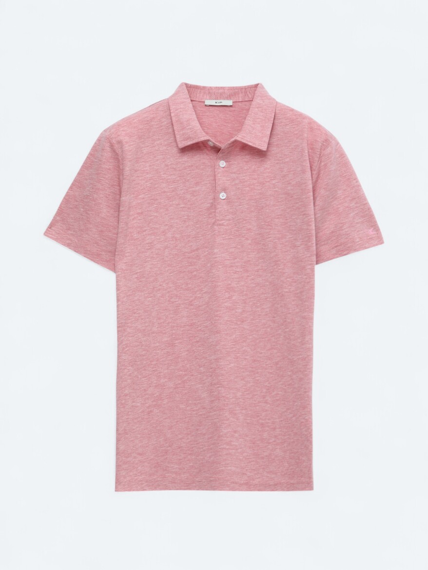 Red Polo Neck Cotton Blended T-Shirt - 6