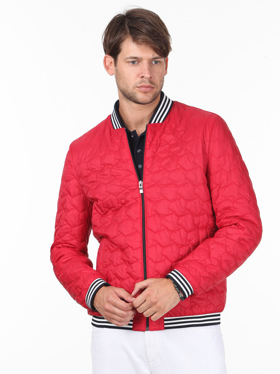 Red Regular Fit Casual Weaving Coat - 1