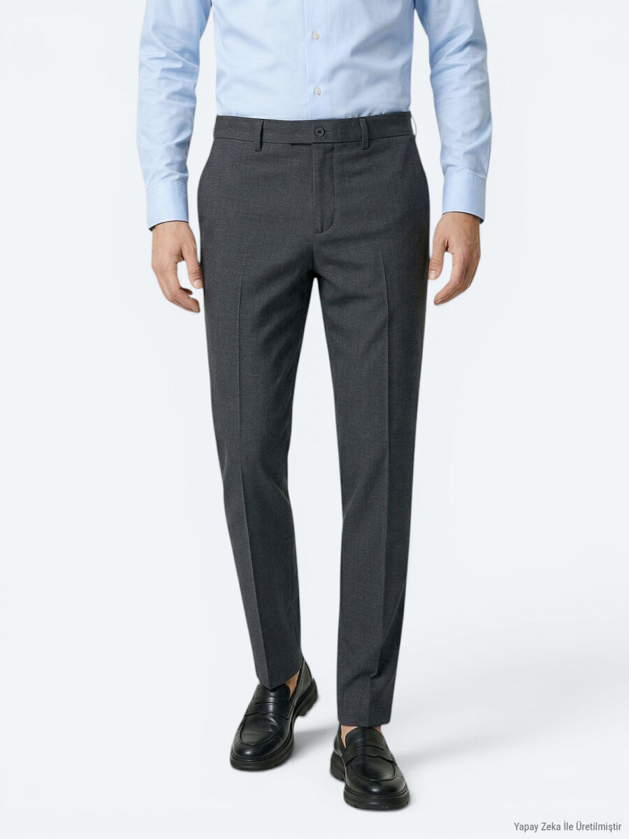 Renkli Düz Dokuma Fitted Fit Klasik Yün Karışımlı Pantolon - 2