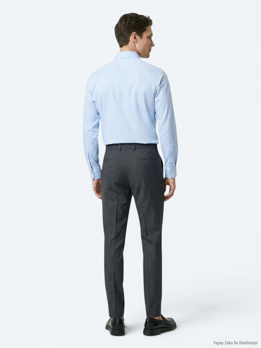 Renkli Düz Dokuma Fitted Fit Klasik Yün Karışımlı Pantolon - 5