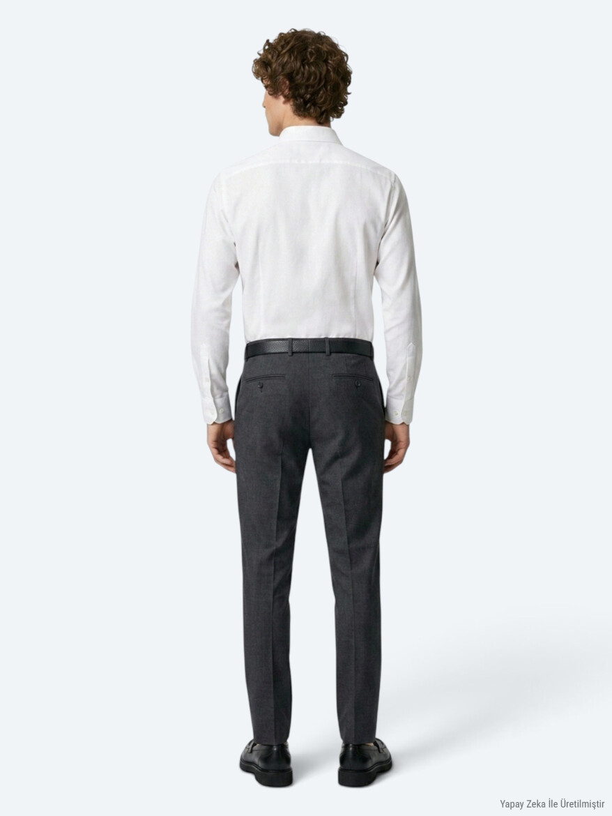 Renkli Düz Dokuma Fitted Fit Klasik Yün Karışımlı Pantolon - 5