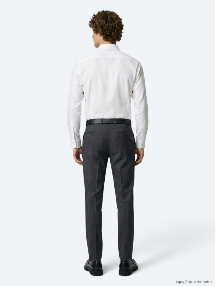 Renkli Düz Dokuma Fitted Fit Klasik Yün Karışımlı Pantolon - 5