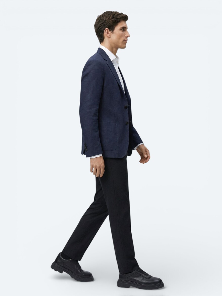 Renkli Mikro Modern Fit %100 Keten Ceket - KİP