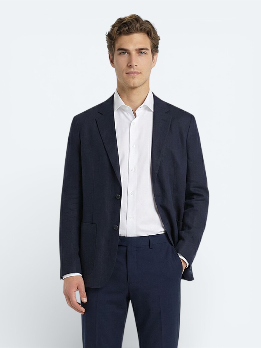 Renkli Mikro Modern Fit %100 Keten Ceket - KİP