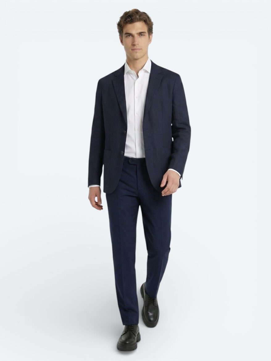 Renkli Mikro Modern Fit %100 Keten Ceket - KİP