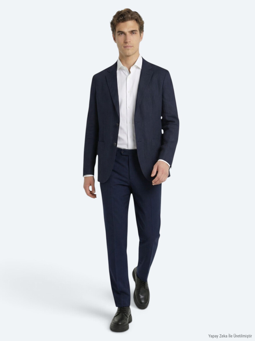 Renkli Mikro Modern Fit %100 Keten Ceket - KİP