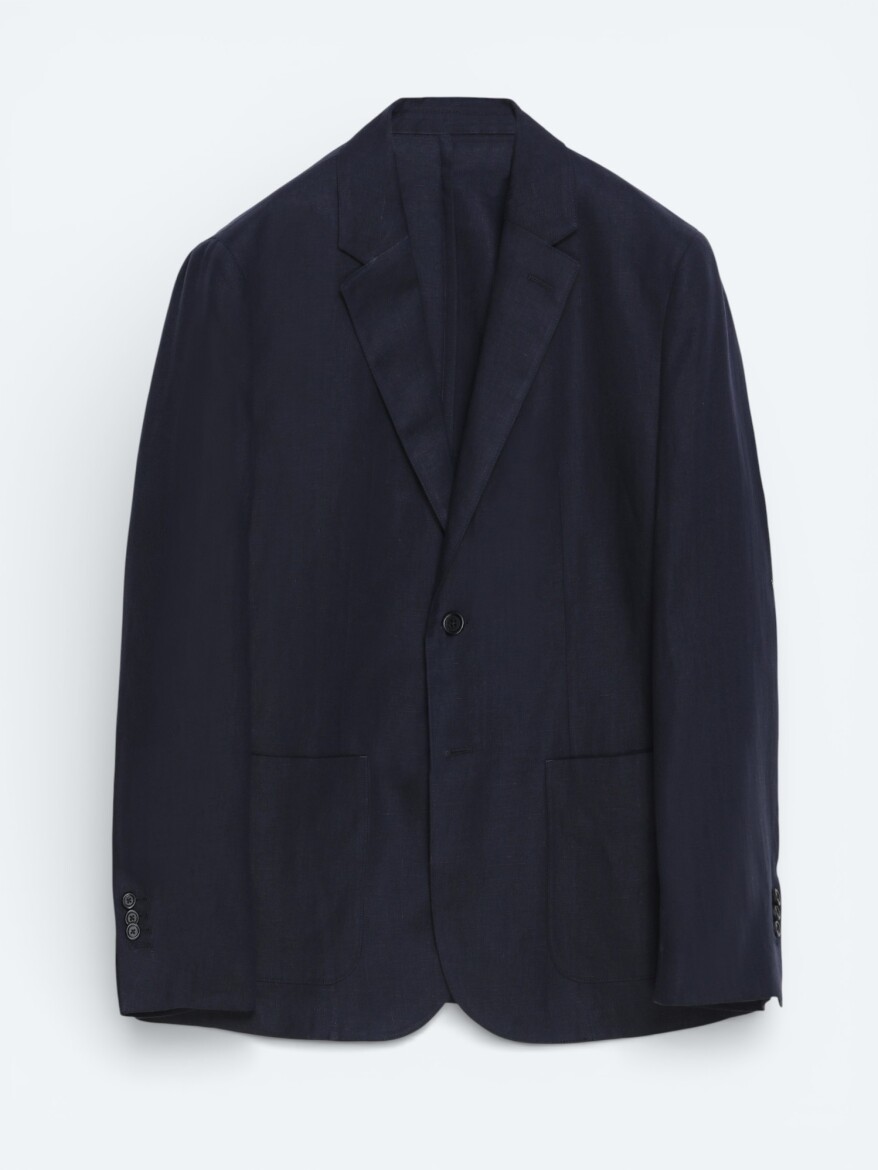 Renkli Mikro Modern Fit %100 Keten Ceket - 5
