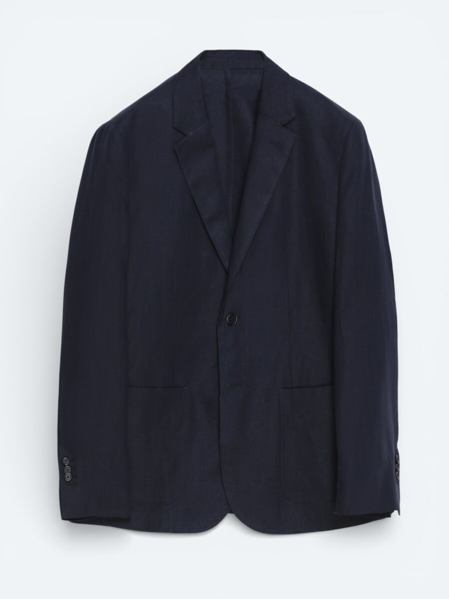 Renkli Mikro Modern Fit %100 Keten Ceket - 5