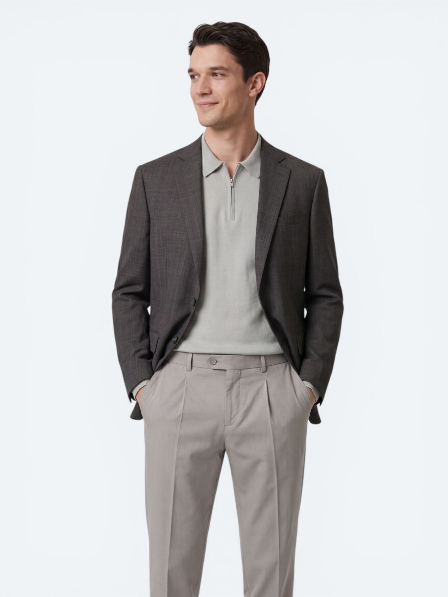 Renkli Mikro Modern Fit Yün Karışımlı Ceket - 3