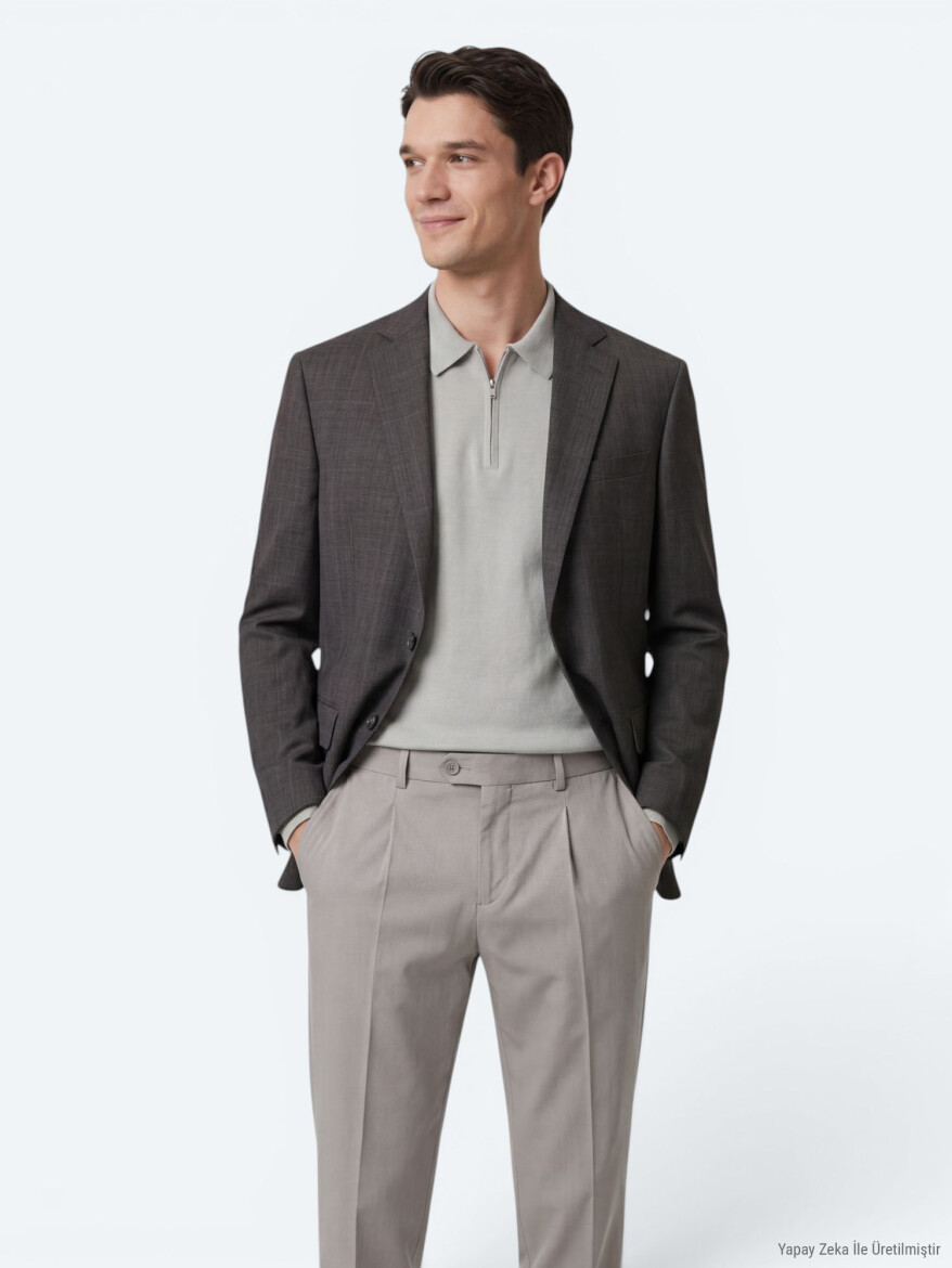 Renkli Mikro Modern Fit Yün Karışımlı Ceket - 3