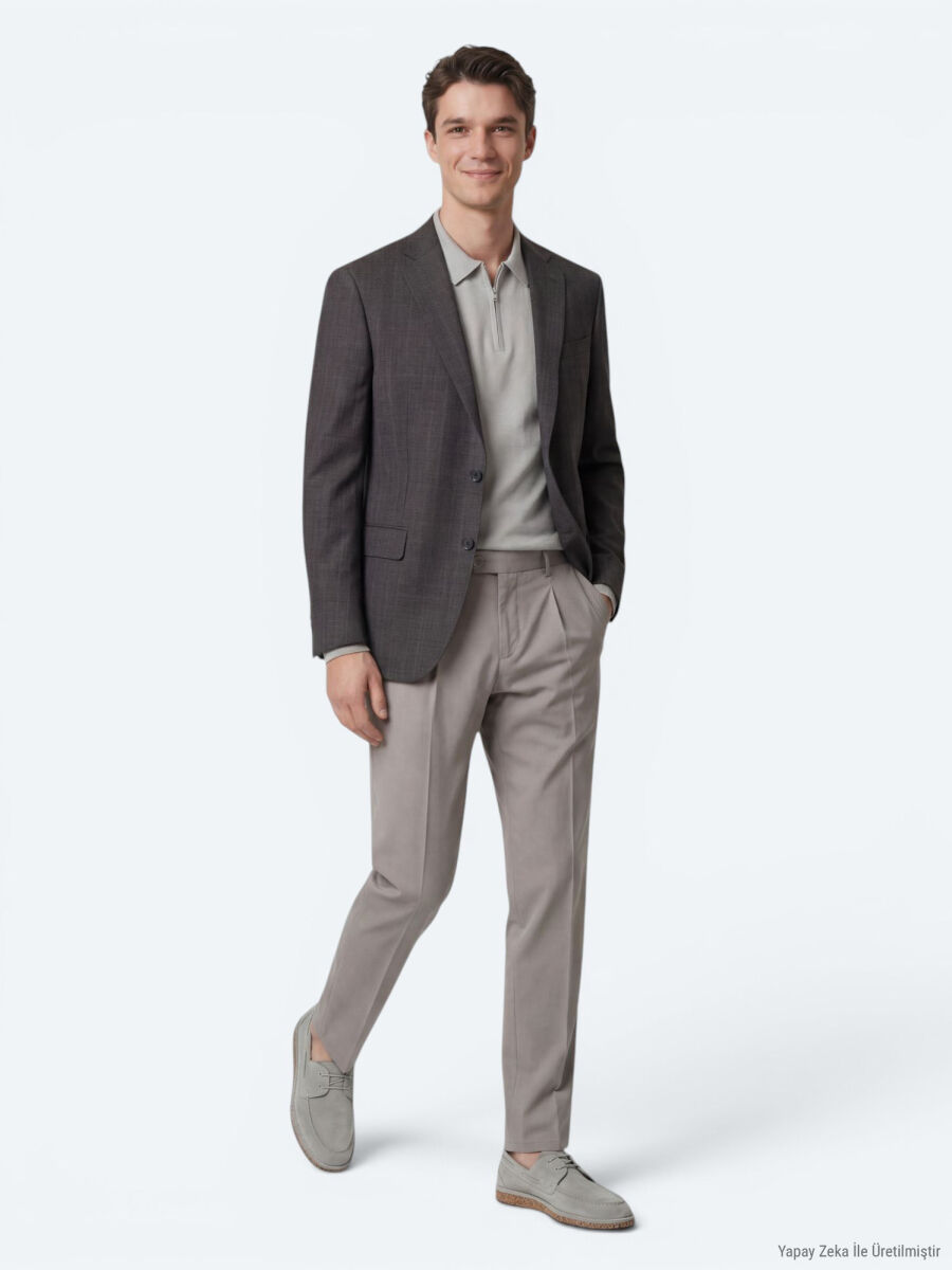 Renkli Mikro Modern Fit Yün Karışımlı Ceket - 4