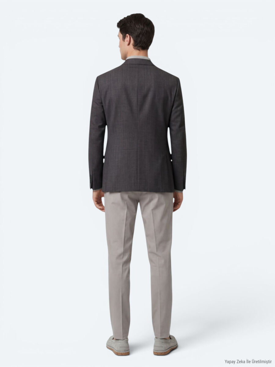 Renkli Mikro Modern Fit Yün Karışımlı Ceket - 5